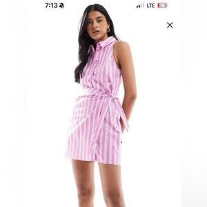 ASOS Pink and White Striped Dress